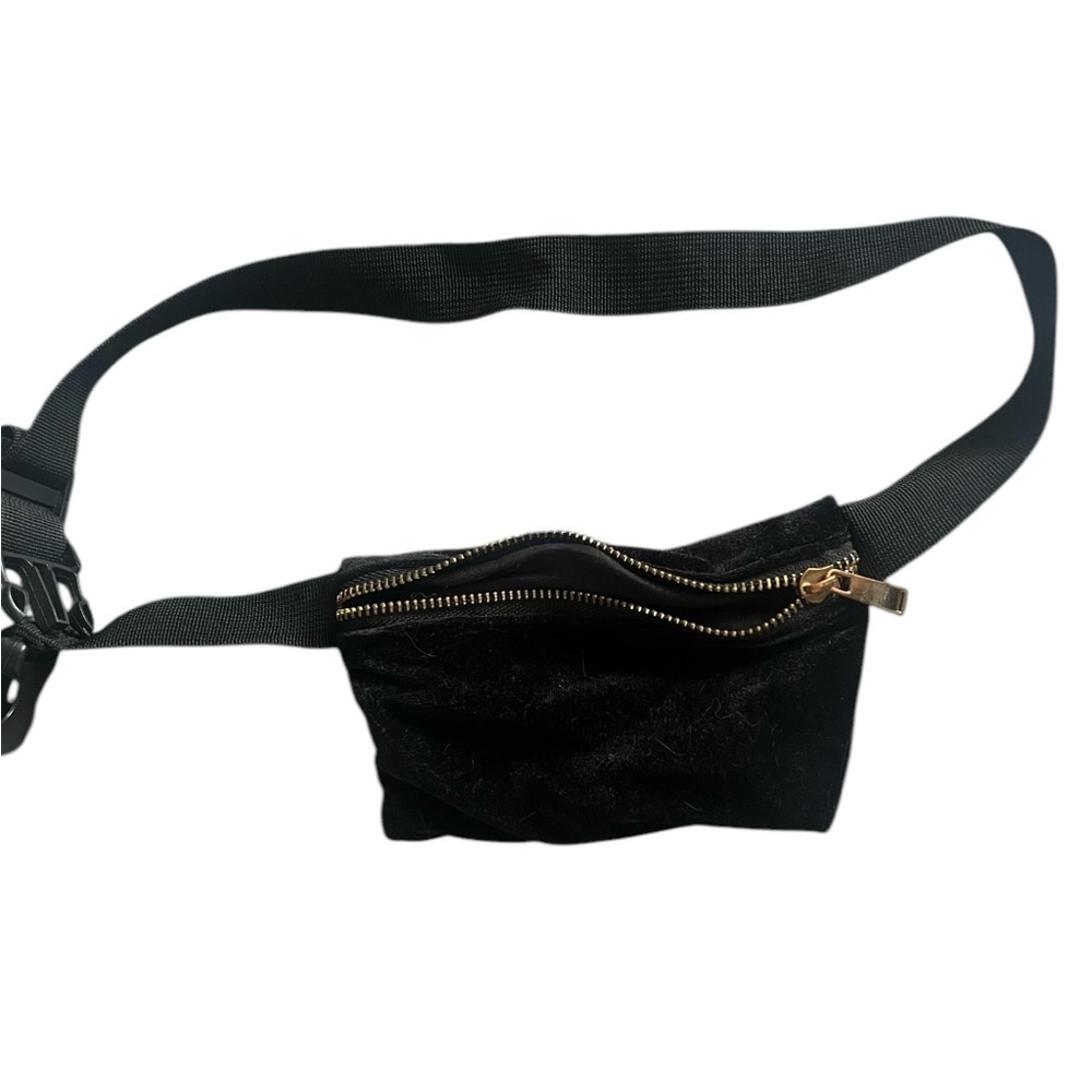 Black velvet Fanny pack  with Gold Zipper